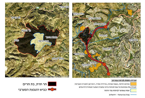 מפת תכניות הבנייה בהרי ירושלים